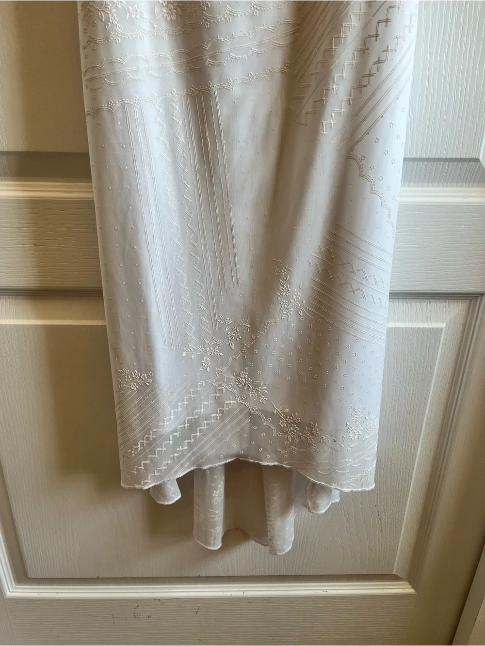 VTG City Triangles White Embroidered Slip Dress High Low Midi Y2K 90s Large - Picture 8 of 12